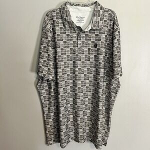 Ben Sherman Polo Sz XXL UPF 50+ Grey Cassette Tapes Tech Unique Print Shirt NWOT